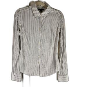 Express Businesswear Casual White w/Black&Gray Pinstripes Button Down Shirt Sz M